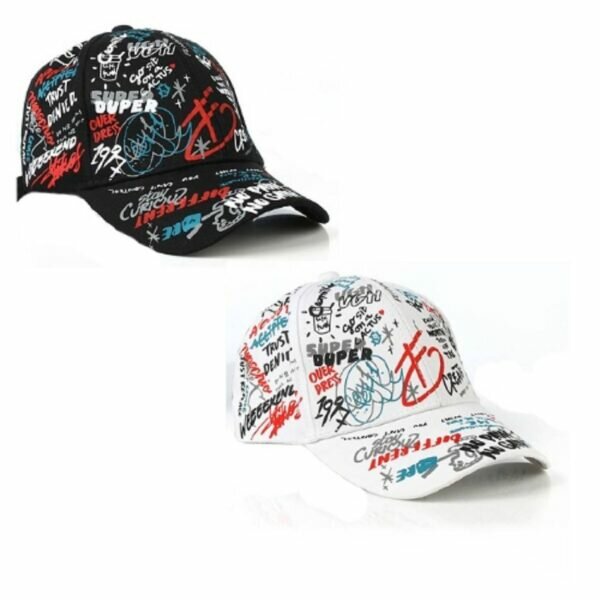 More Vlone Graffiti Baseball Cap Hat Black White